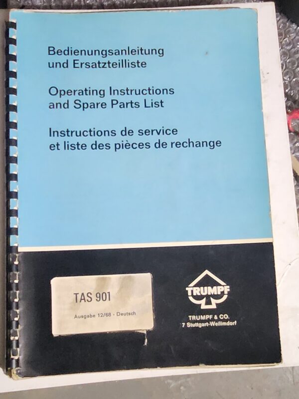 Bedienungsanleitung Trumpf TAS 901 12-1968